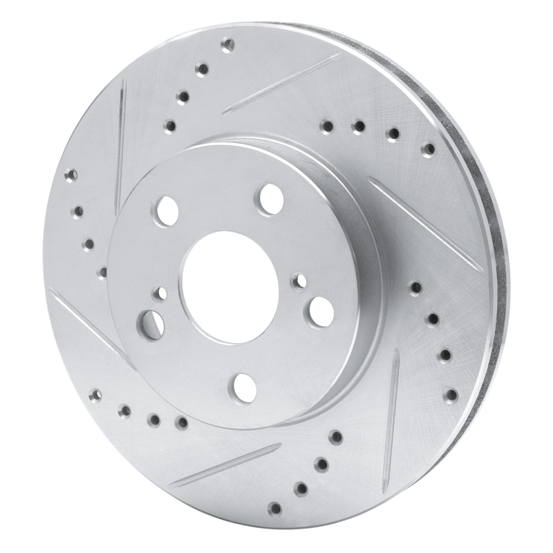 Toyota Celica Brake Rotor (1) - Front Left - R1 Concepts - Drilled & Slotted - Silver - `94-`00